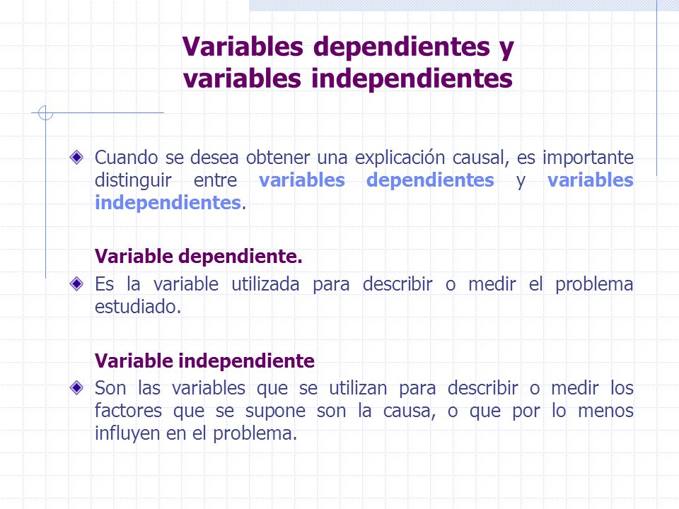 Ejemplo variables dependientes e independientes